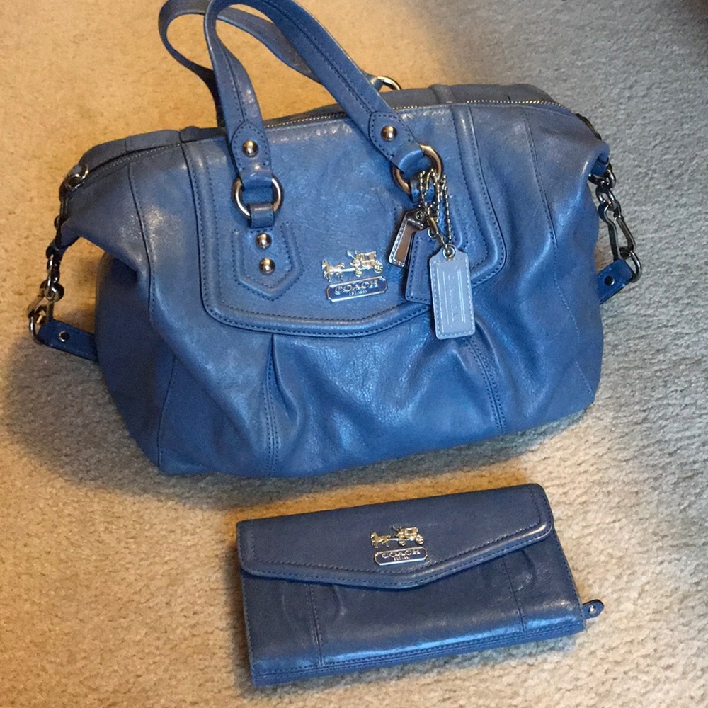 Blue Coach purse & matching wallet